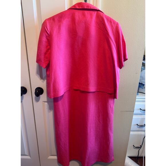 Positive Attitude Coral Pink 2 Piece Sleeveless Dress Short Sleeve Jacket 16P - Picture 10 of 11
